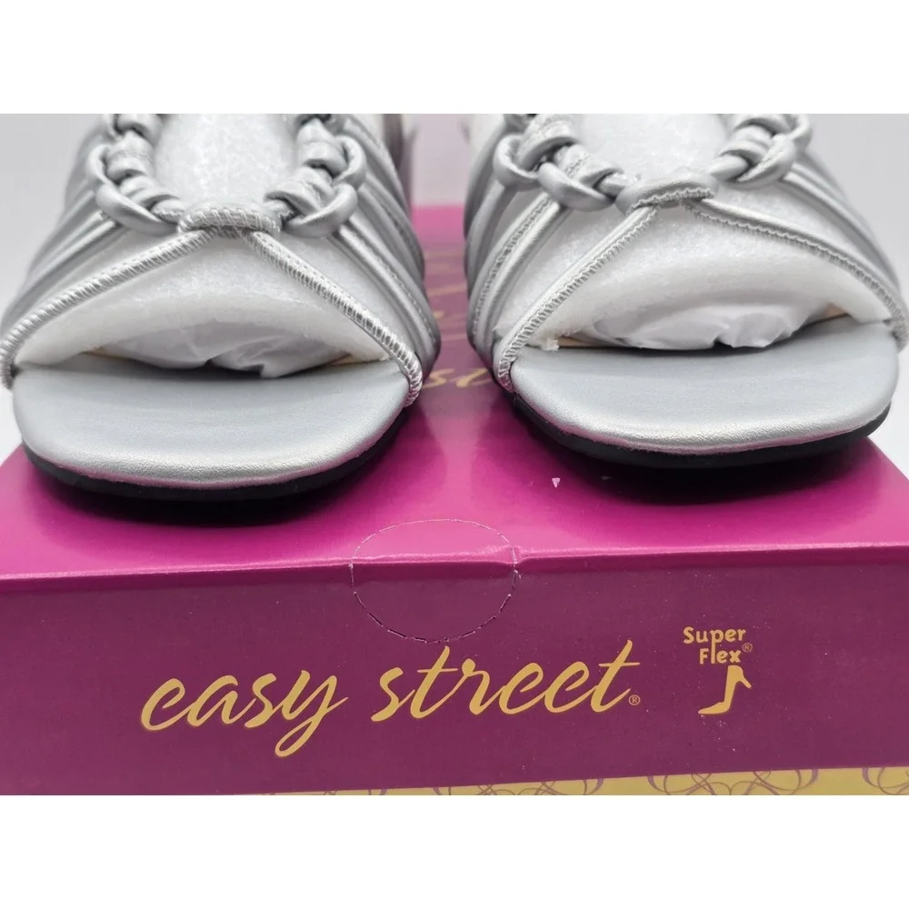 New Easy Street Womens‎ Sicilia Strappy Sandals Size 8 M Shoes Silver NIB